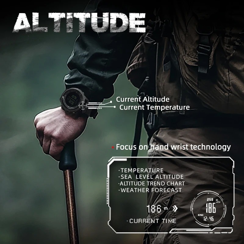 NORTH EDGE APACHE-46 Digital Sports Watch Altimeter Barometer Compass WR50M