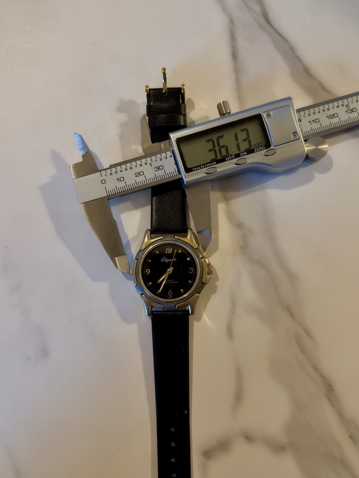 Elegante Quartz Watch — Two-Tone Gold/Silver, Black Dial (Japan Movement)