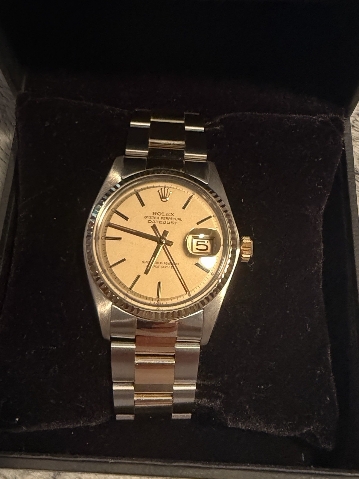 Mens Rolex Datejust 2Tone Stainless Steel Gold Watch Champagne Dial Vintage 1601