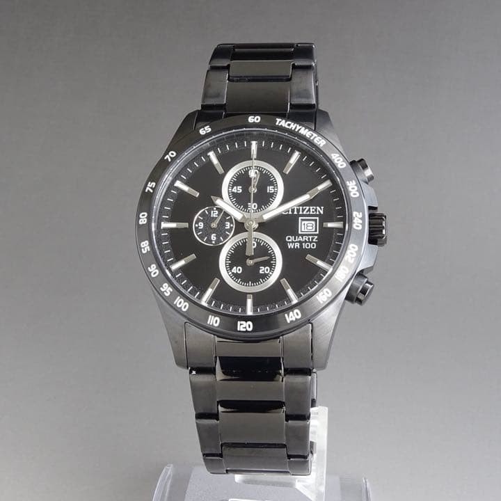 New Citizen Men’s Wristwatch Chrono 42mm Black Dial Waterproof
