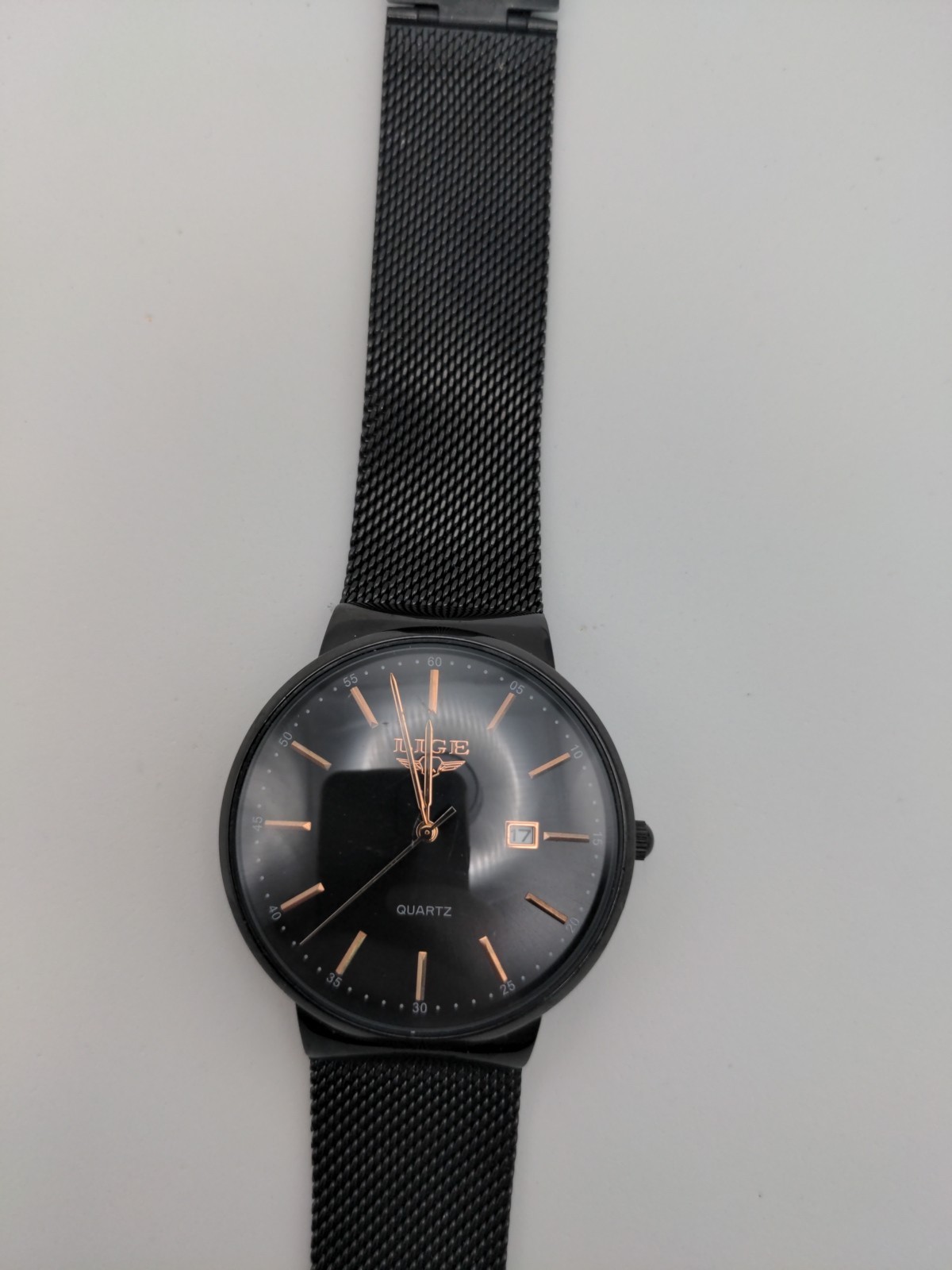 Lige Dream 1853 Watch Mens Black Mesh Stainless Date Classic New Battery