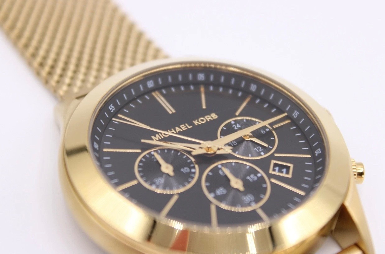 MICHAEL KORS 44MM MK9057 Slim Runway Black Dial Gold-Tone Men’s Watch