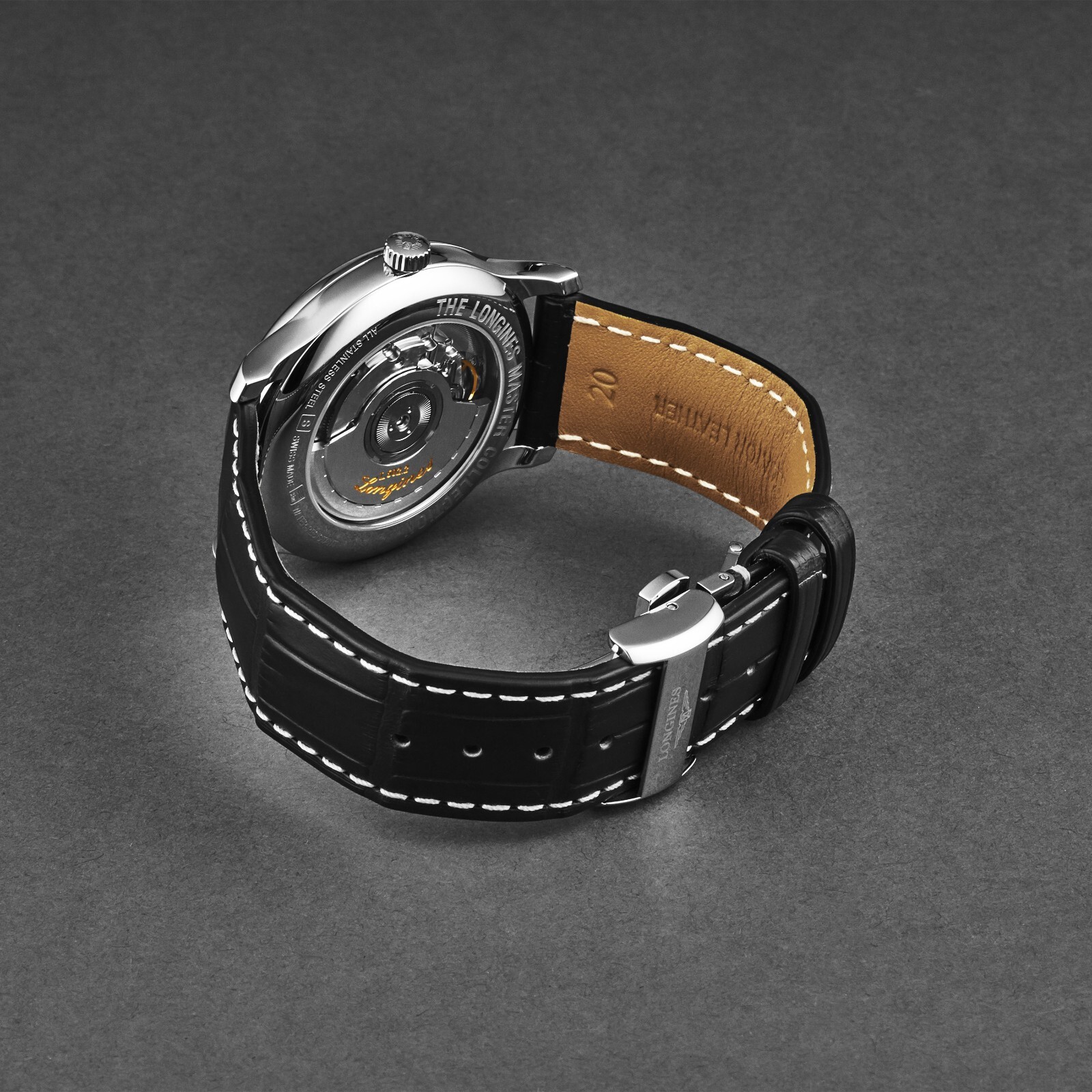 Longines Mens Master Collection Black Dial Leather Automatic Watch L2.708.4.51.7
