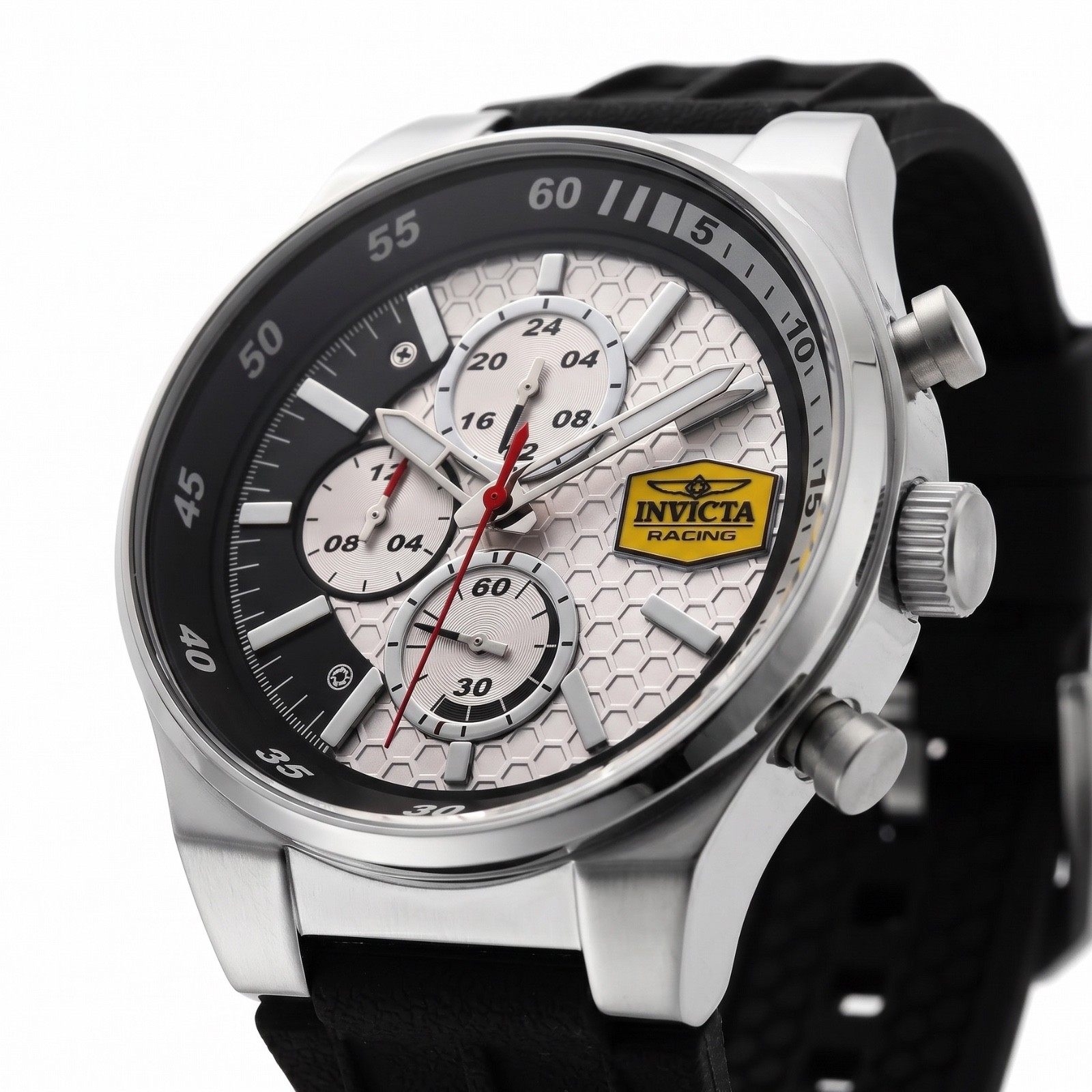 Invicta Racing Champier 47736 Men’s 44mm Chronograph White Dial Black Strap