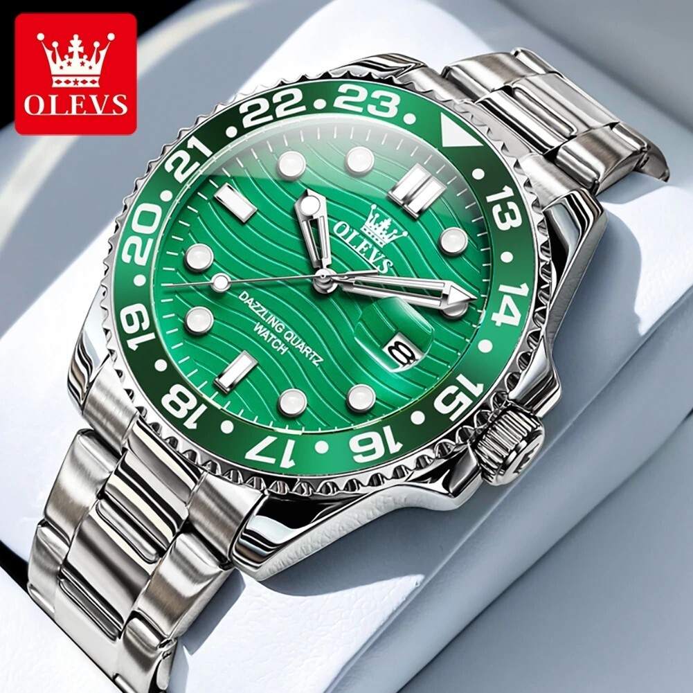 Waterproof Quartz Watch Men’s OLEVS Luminous Luxury Stainless Steel Men Strap