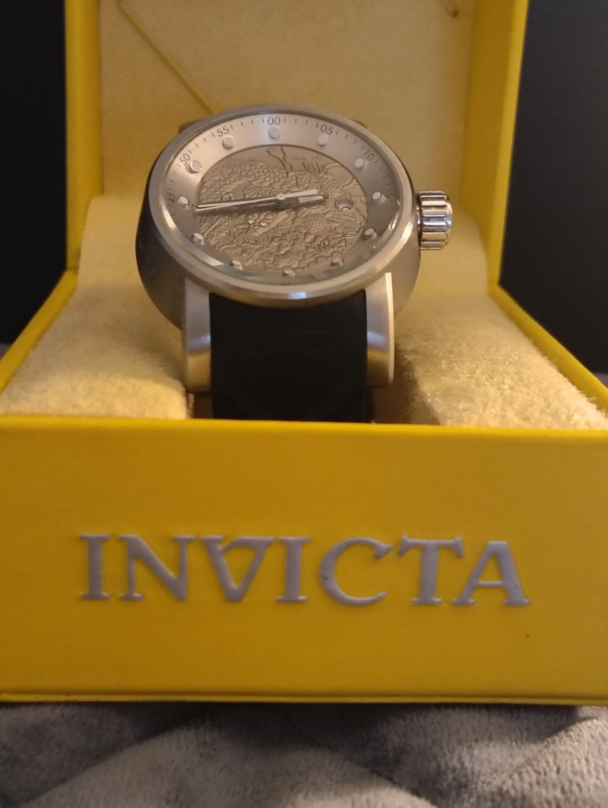 Invicta S1 Dragon Automatic Men’s 52mm+ Silver Dial 100m Black/Red Strap