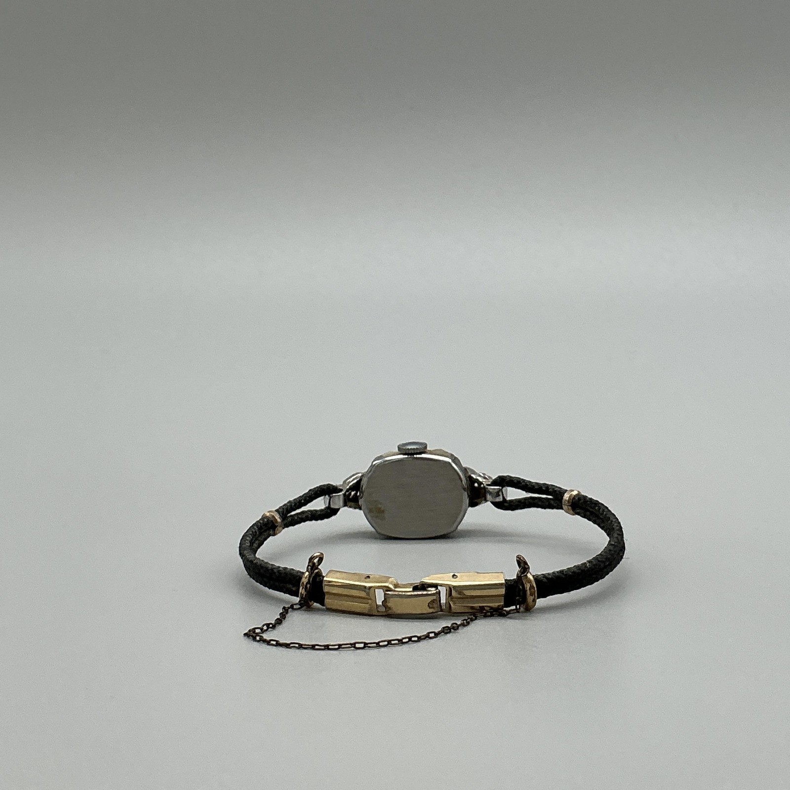 Vintage Elgin Womens Watch 14mm 10K RGP 1957 Diamond Black Cord Manual 5.75″