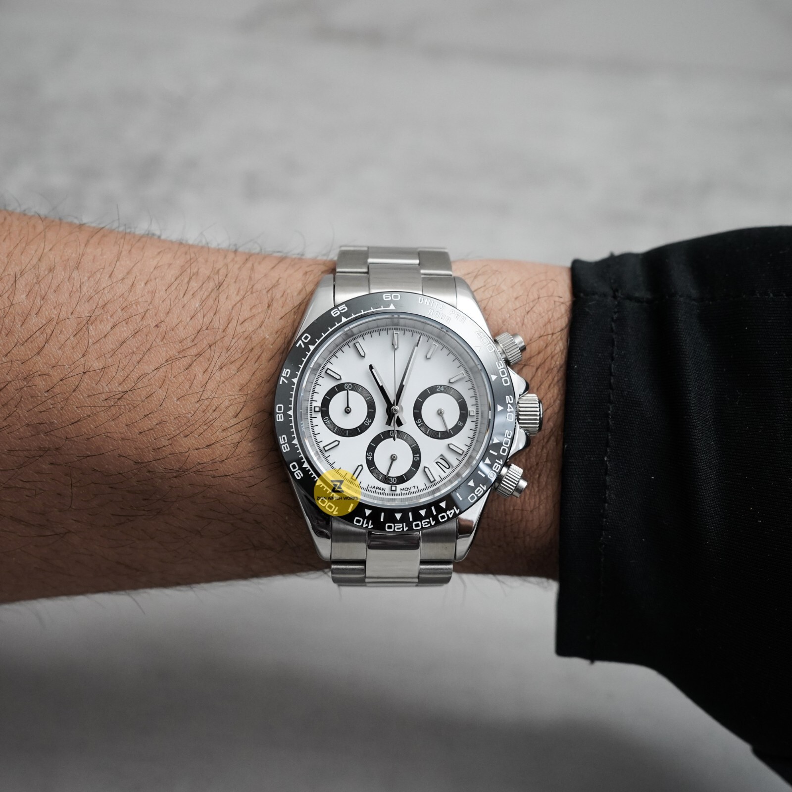 Custom Made 39mm Black White Panda Style Mod Watch w/ VK63 Chronograph Movement