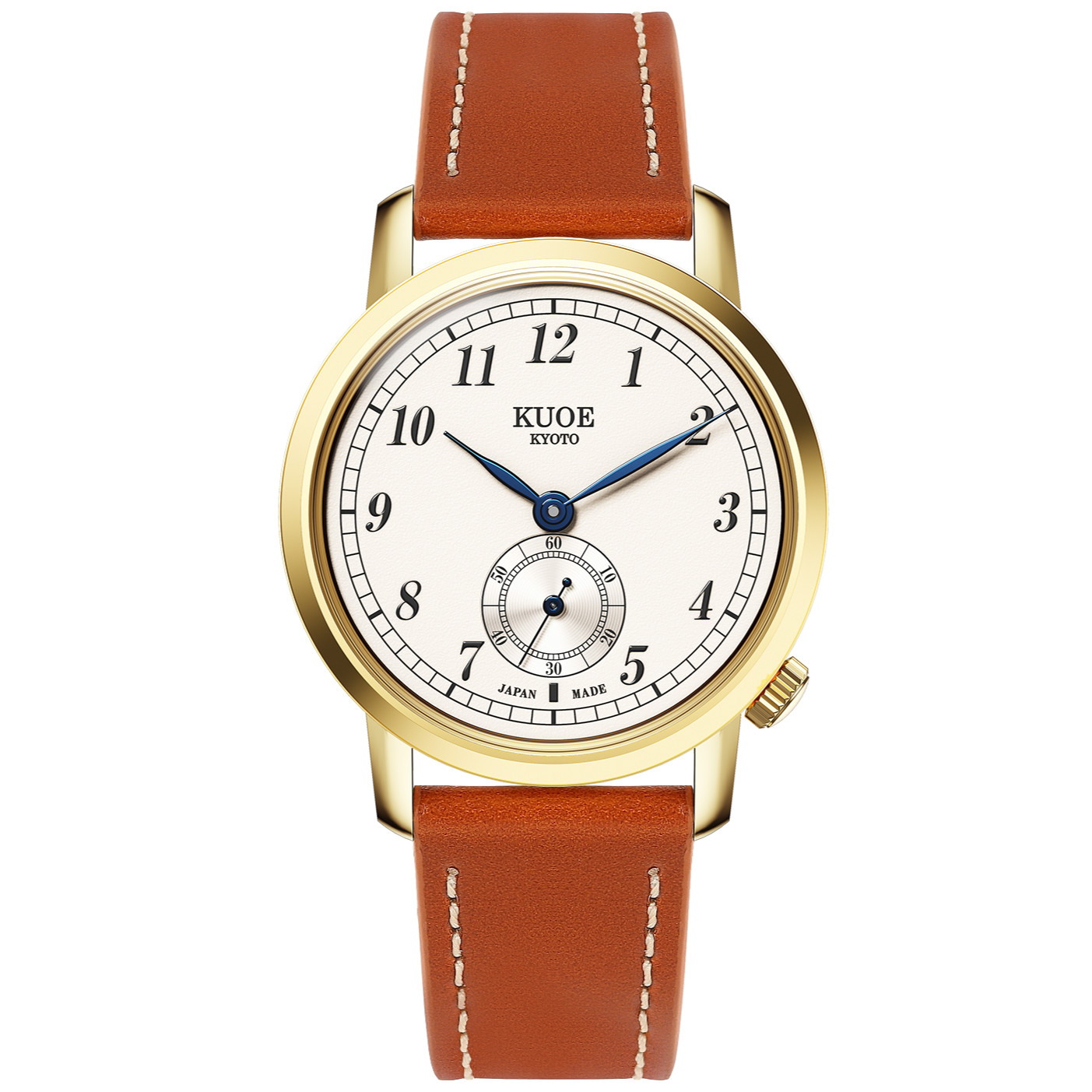 KUOE KYOTO OLD SMITH 90-007 Small Seconds Automatic Blue Hands Whiskey Strap