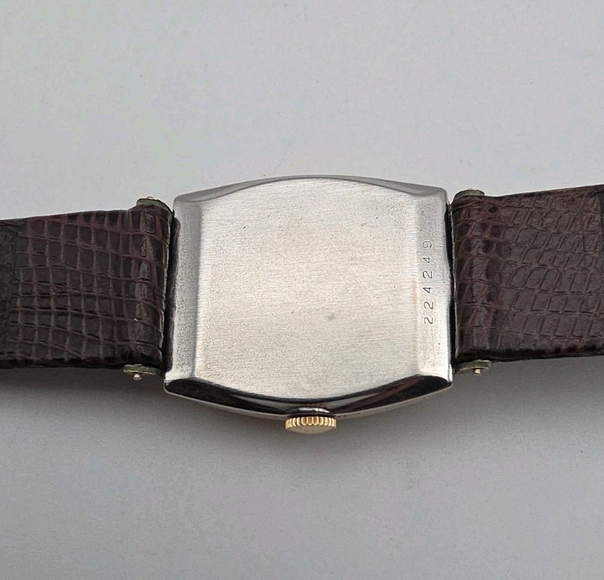 Vintage Benrus Three-Tone Tank Watch Copper Salmon Dial Hooded Lugs RUNNING