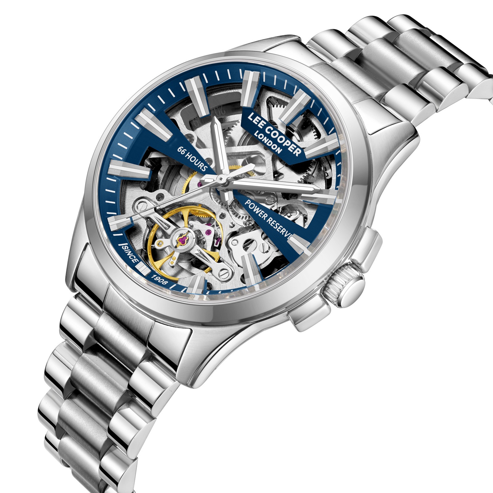 Lee Cooper Men’s Automatic Watch | Dark Blue Dial, Silver, 43mm, 30 m (3 ATM)