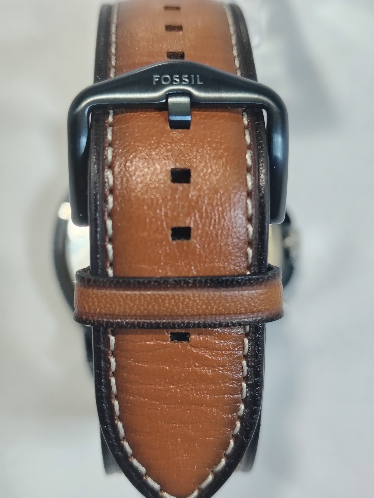 New Fossil Men’s Grant Chronograph Light Brown Leatger Strap 44mm Blue Dial