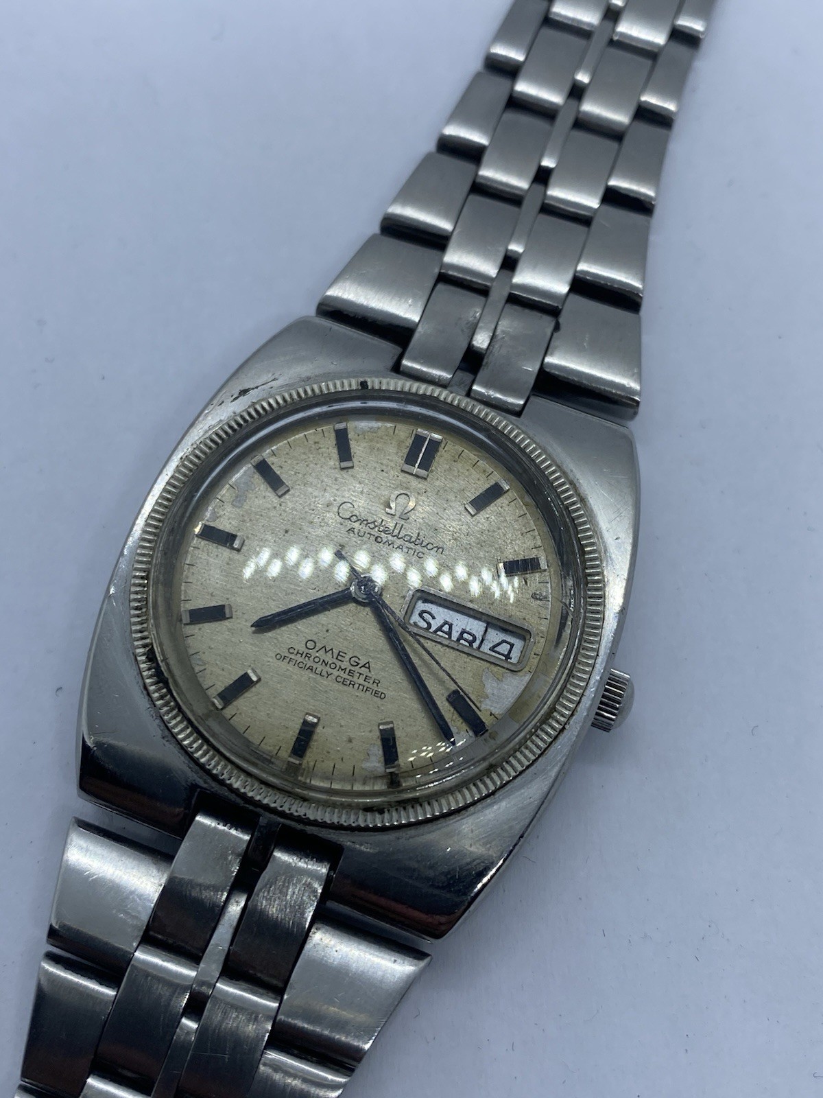 Omega Constellation 168.045 Cal 751 Automatic Men Watch For Repair Gold Bezel