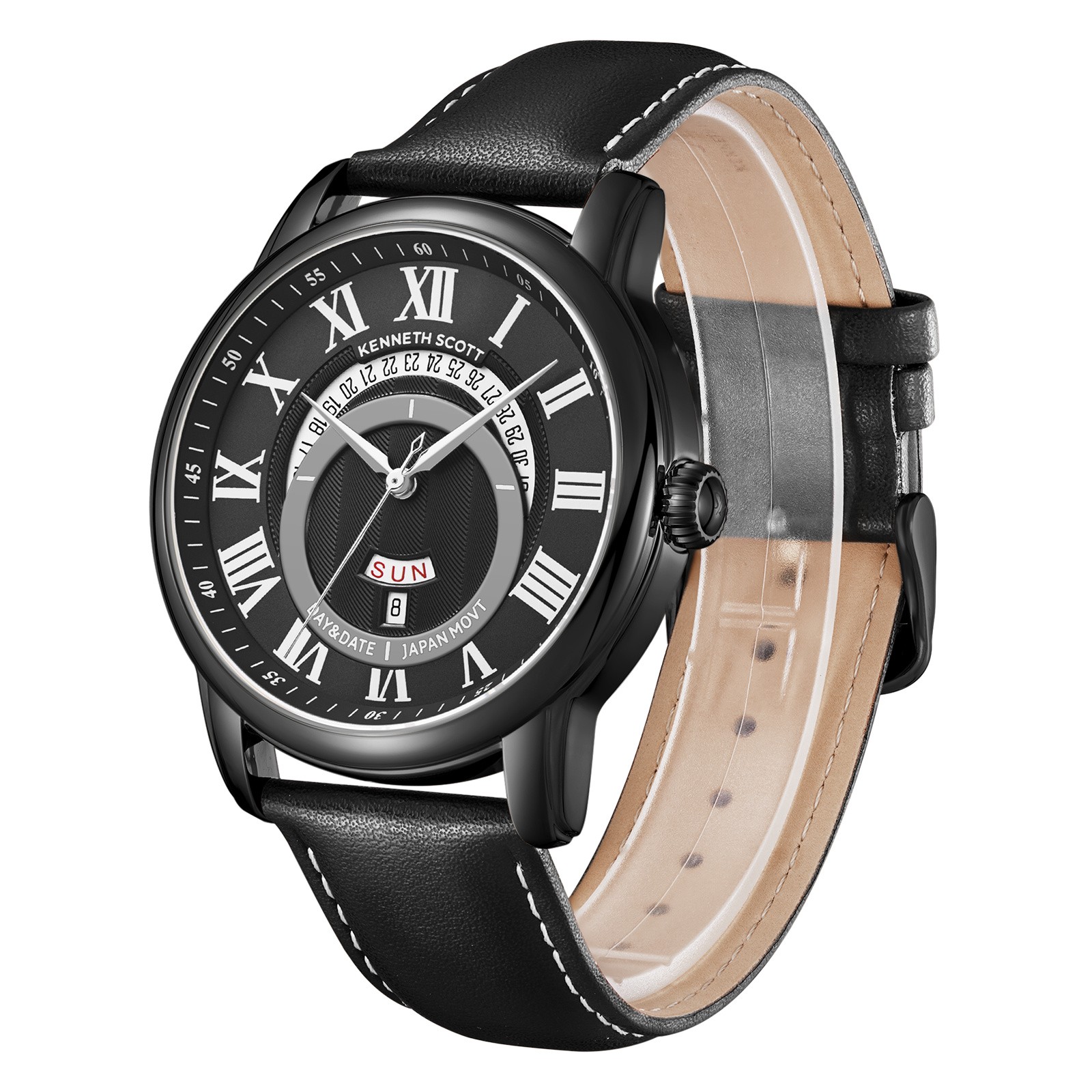 Kenneth Scott Men’s Analog Watch | Black Dial, 44mm, 30 m (3 ATM)
