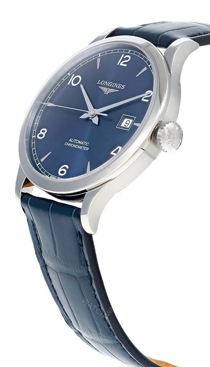 LONGINES Record Automatic 40MM Blue Dial Leather Men’s Watch L2.821.4.96.4