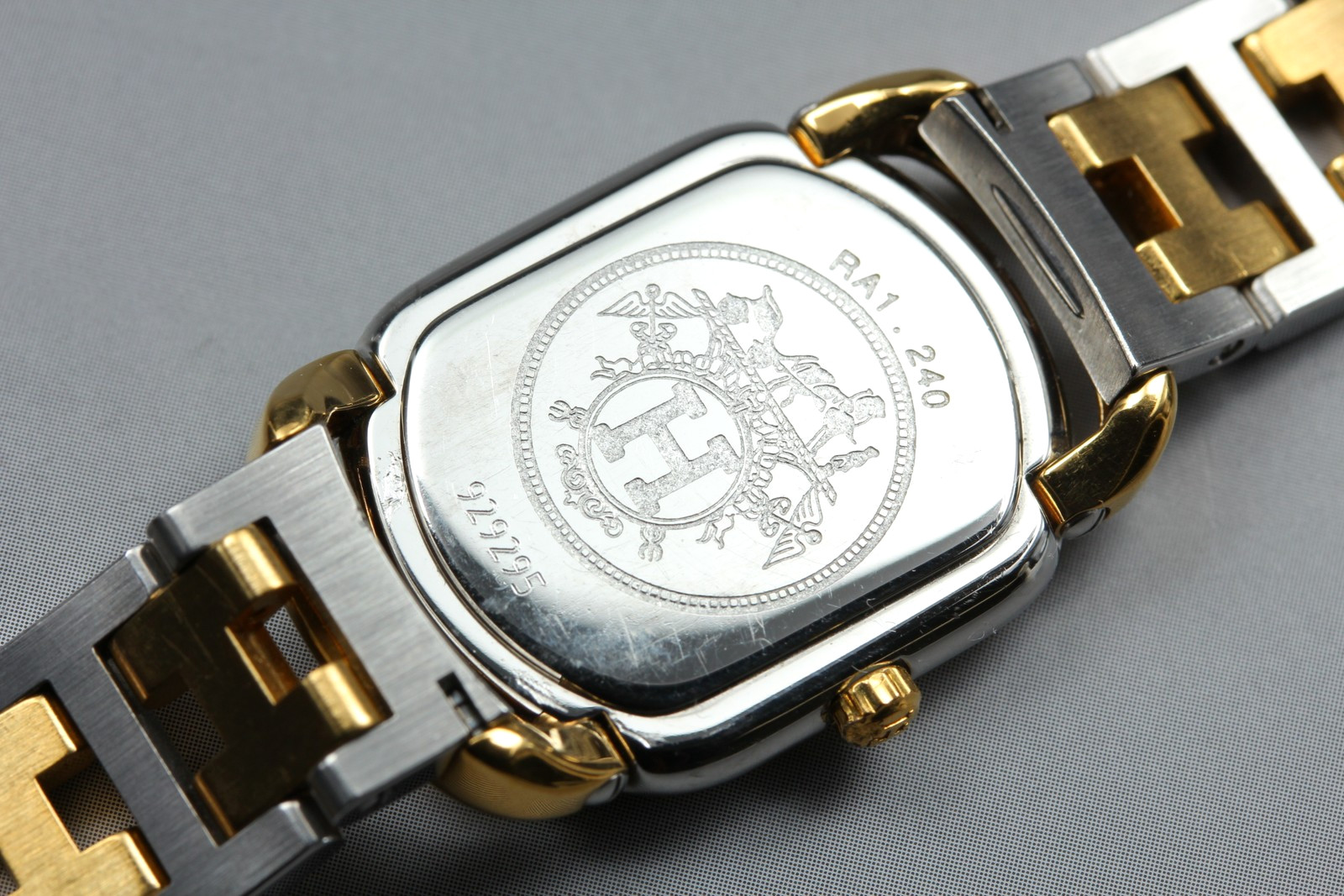 Full Set [Near MINT] Vintage HERMES Rally 20mm Gold White Quartz Women’s Watch