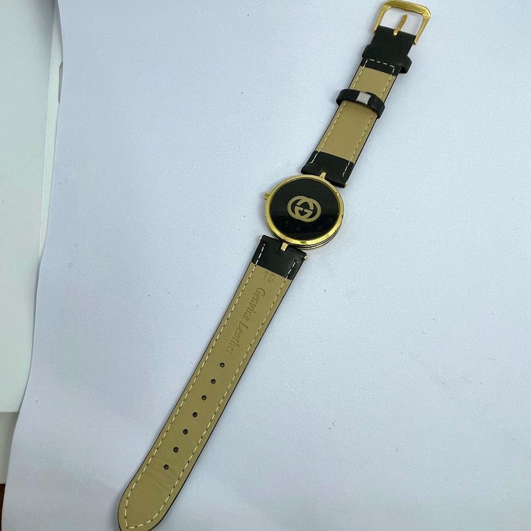 38 GUCCI Sherry Line Watch, Working, Black Dial, Gold
