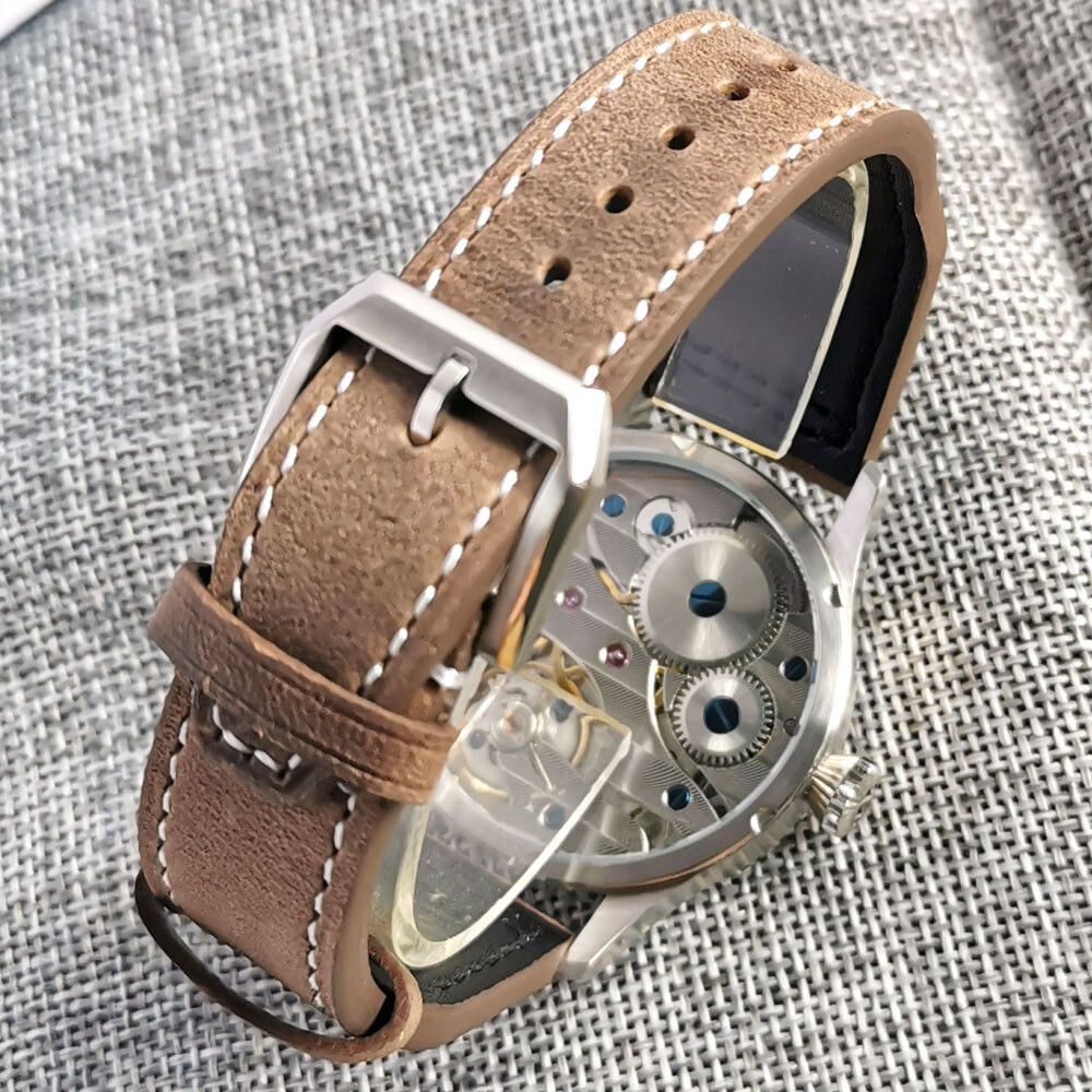 42mm CORGEUT white sterile dial 6497 hand winding mens watch sapphire glass