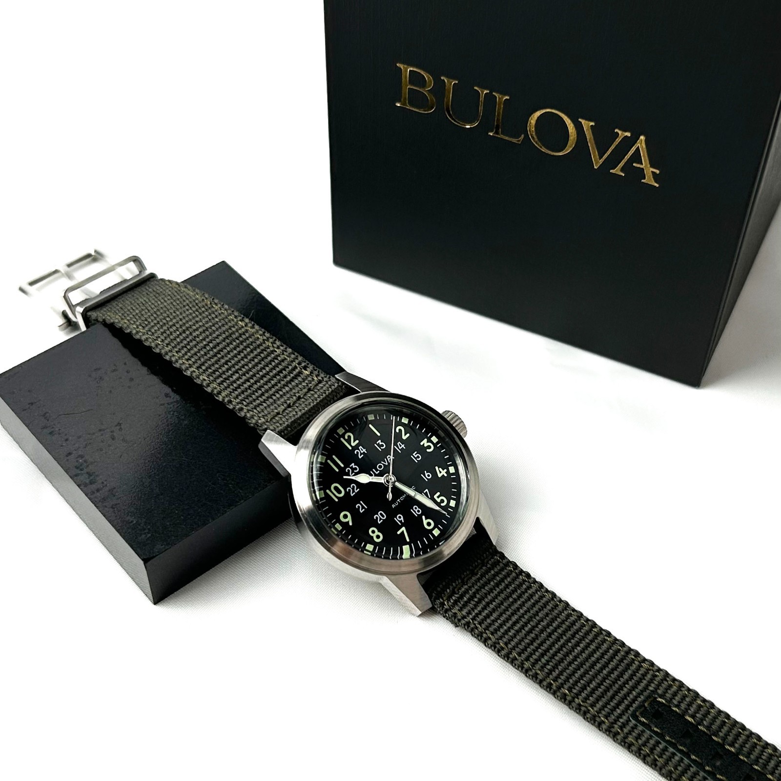 New w/box/Bulova 96A259 Military VWI Special Edition HACK Automatic Men’s Watch