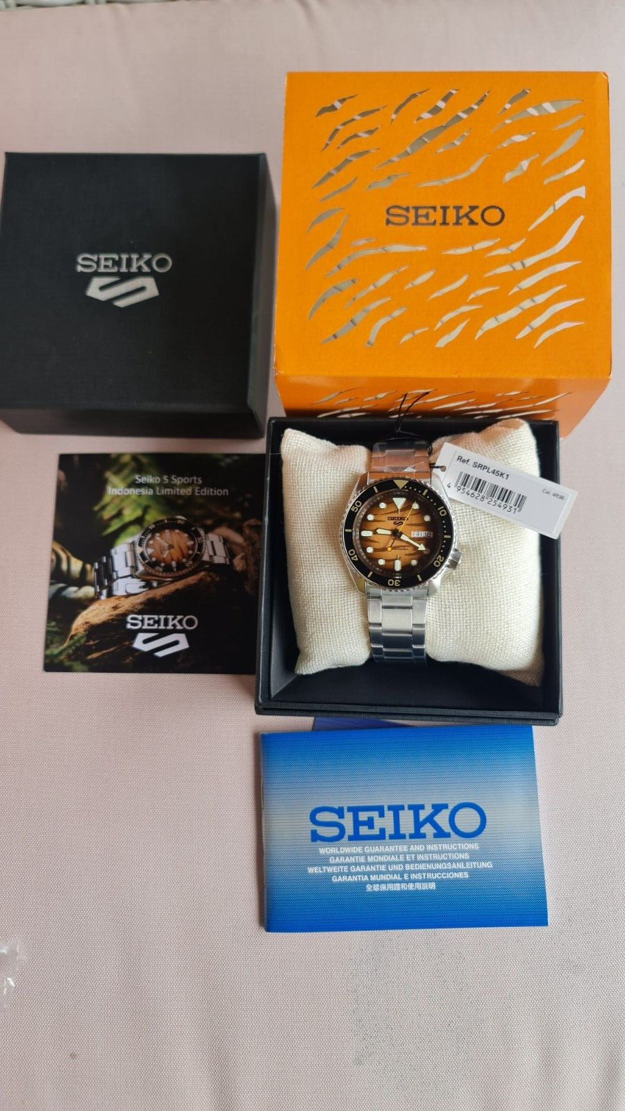SEIKO 5 Sports SRPL45K1 Automatic Watch Indonesia LIMITED Edition Tiger Day Date
