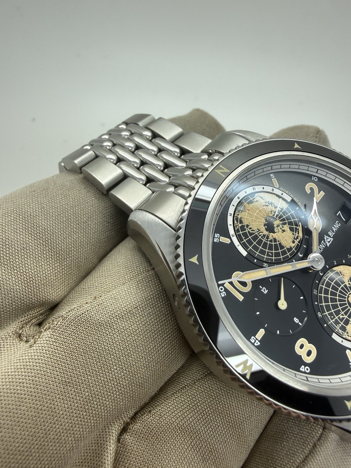 Montblanc 1858 Geosphere Black Dial 42mm Steel Automatic Watch 125872 w/ Box