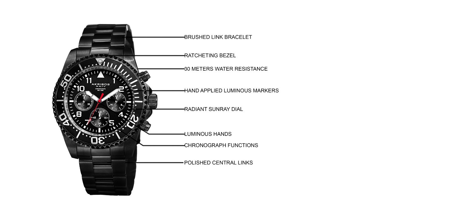 Men’s Akribos XXIV AK950 Diver Chronograph Stainless Steel Bracelet Watch