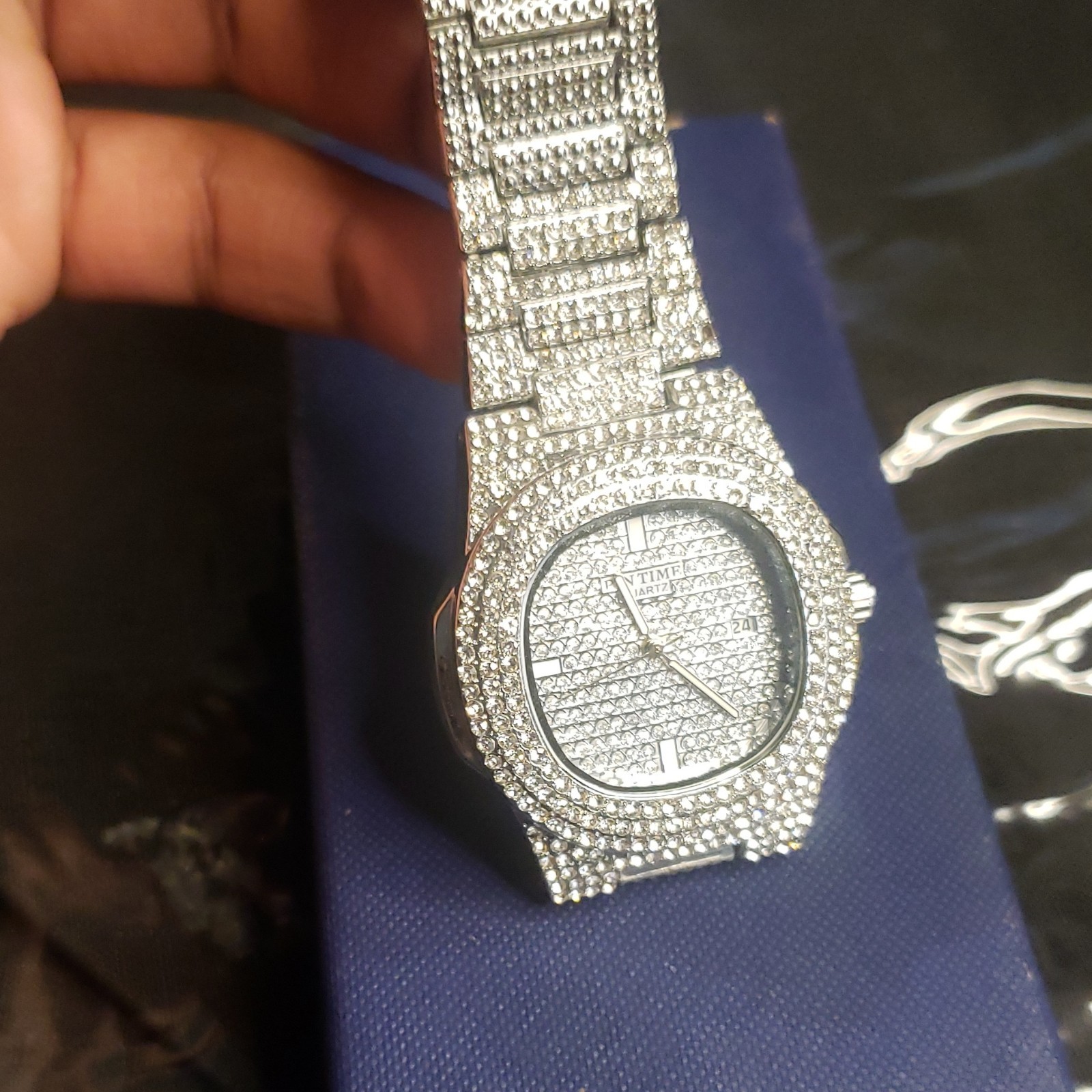 PINTIME Quartz Analog Silver Tone Rhinestone Stainless Steel Bracelet Watch