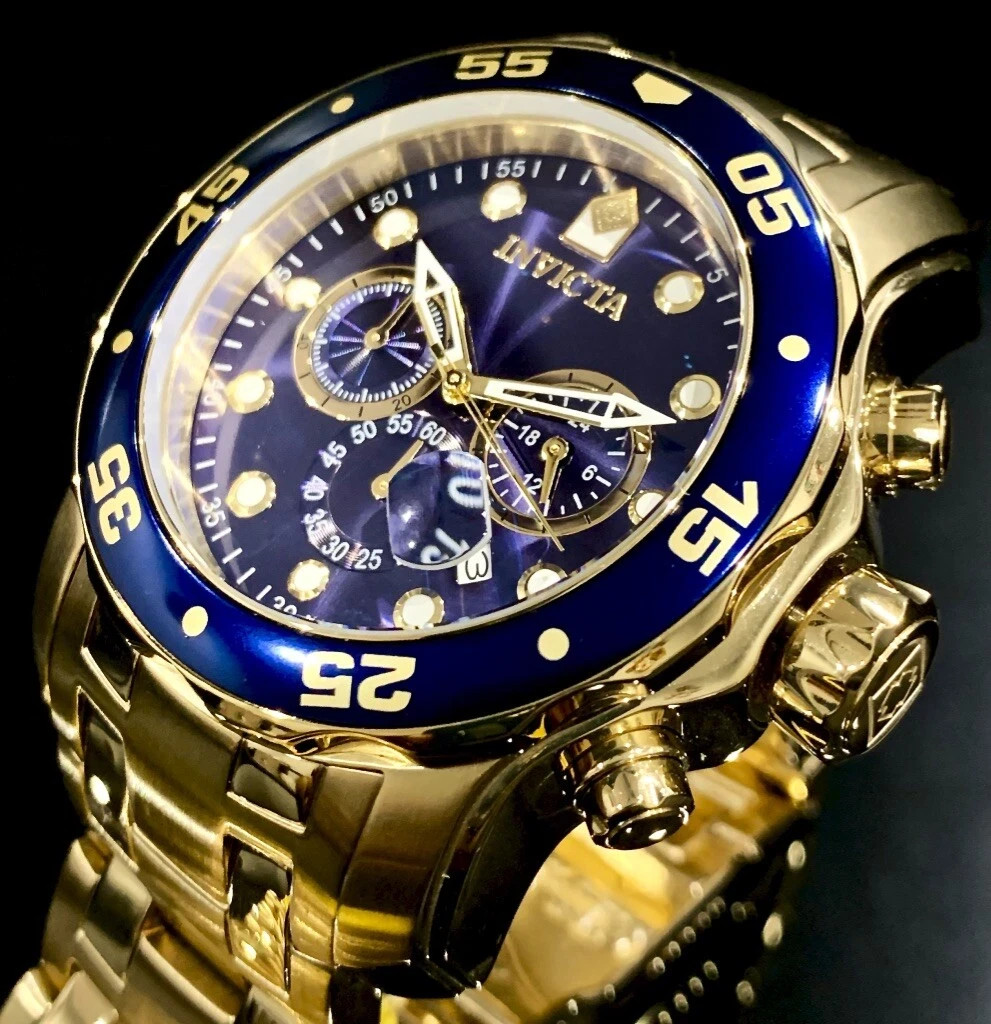 Invicta Pro Diver SCUBA Chronograph 18kt Gold Plated Men’s Watch, Gold 0073