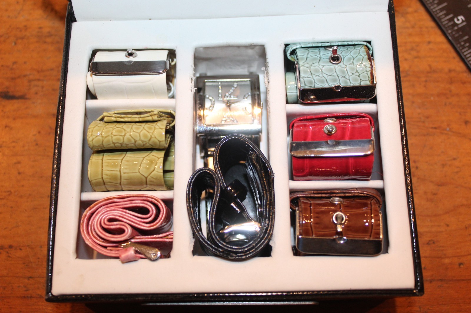 Kessaris Watch 7 in 1 Interchangeable Multi-Color Set Leather Bands GG-25