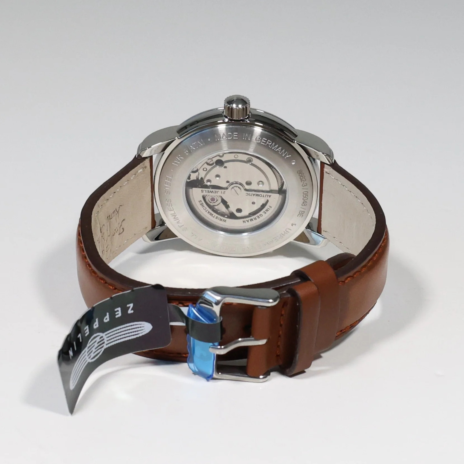 Zeppelin Captains Line Men’s Automatic Blue Dial Brown Leather Strap Watch