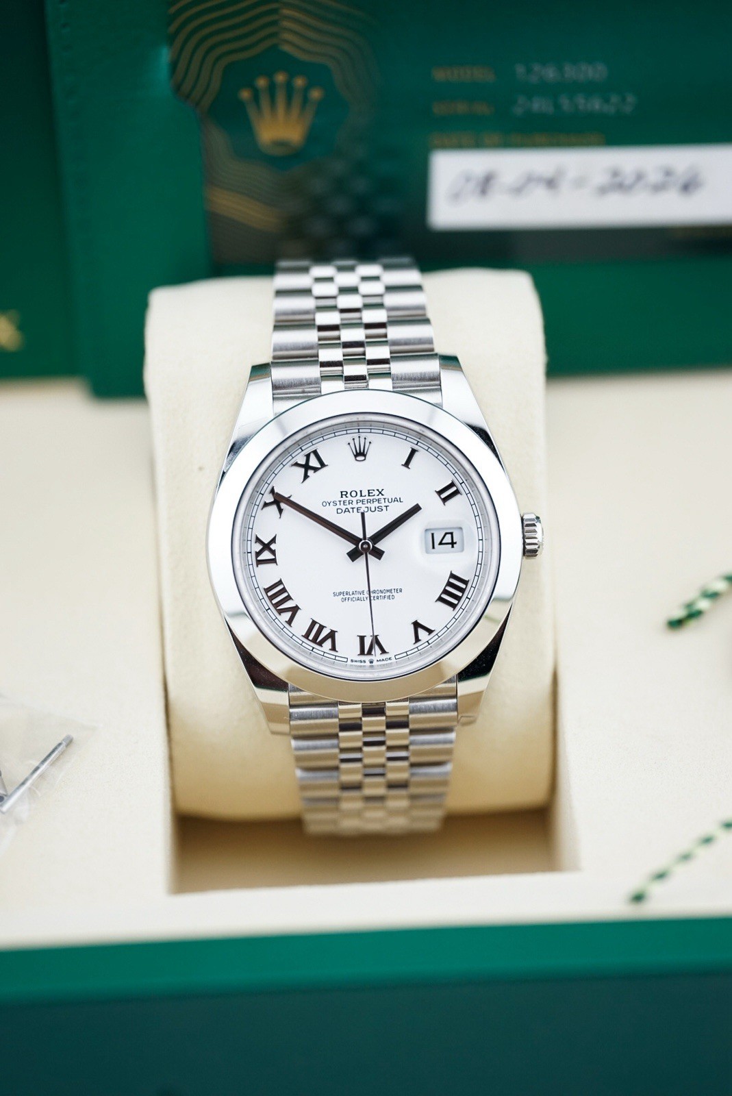 2026 Rolex Datejust 41, White Jubilee, Full Set, 126300