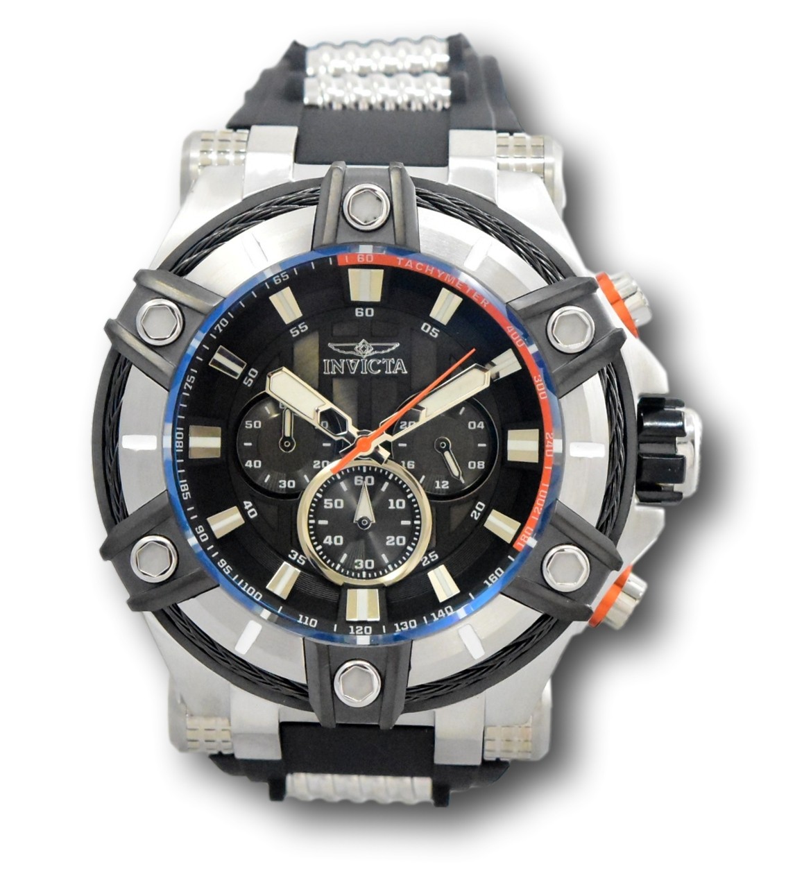 Invicta Bolt Cable Men’s 52mm Black and Silver Chronograph Watch 35547
