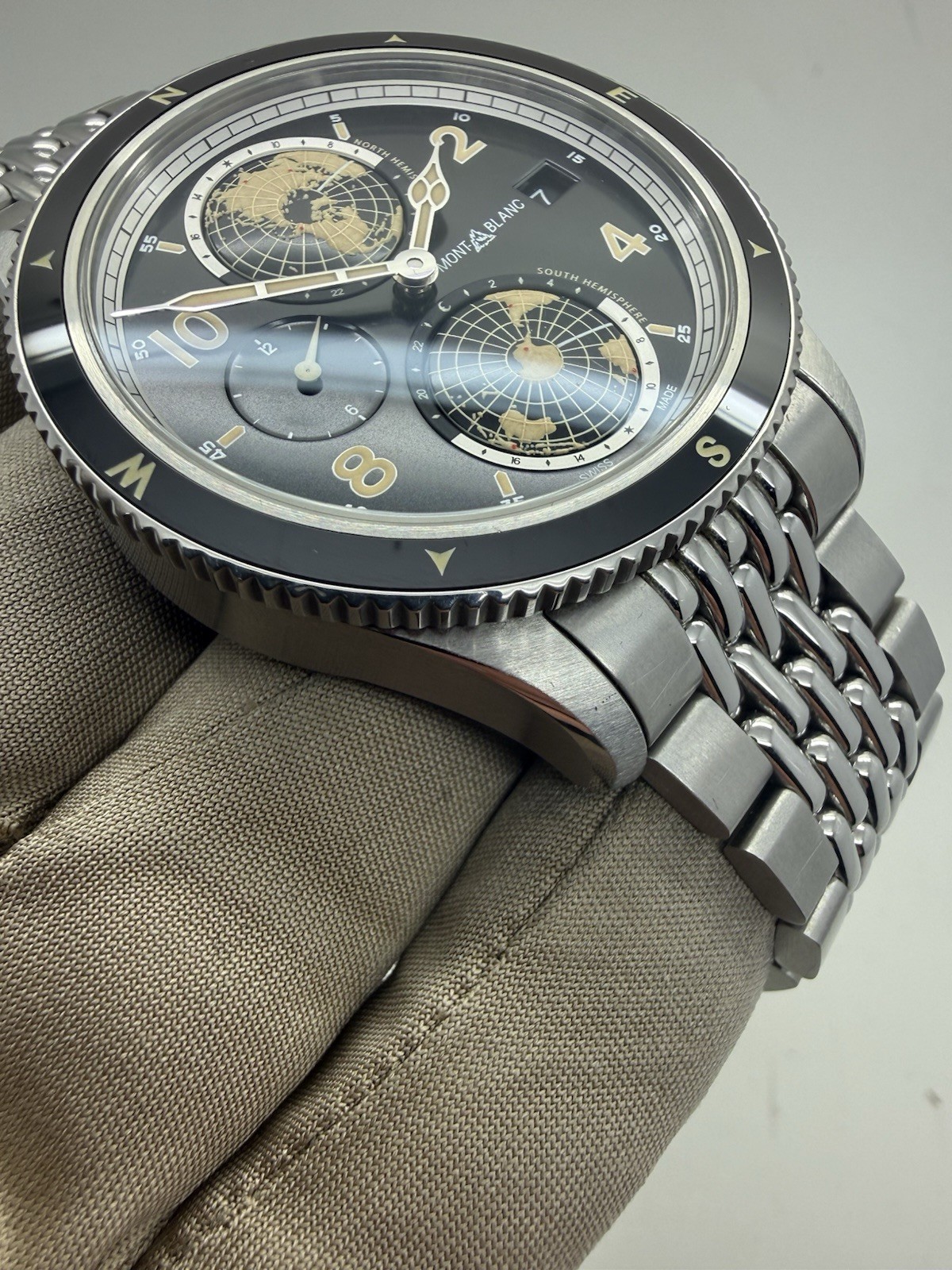 Montblanc 1858 Geosphere Black Dial 42mm Steel Automatic Watch 125872 w/ Box