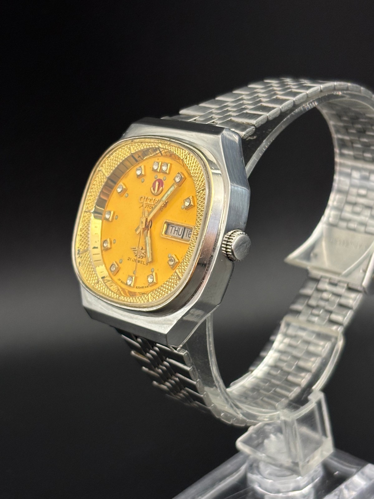 Citizen Orange Vintage Automatic men’s Japan Wristwatch Miyota 8200 day date