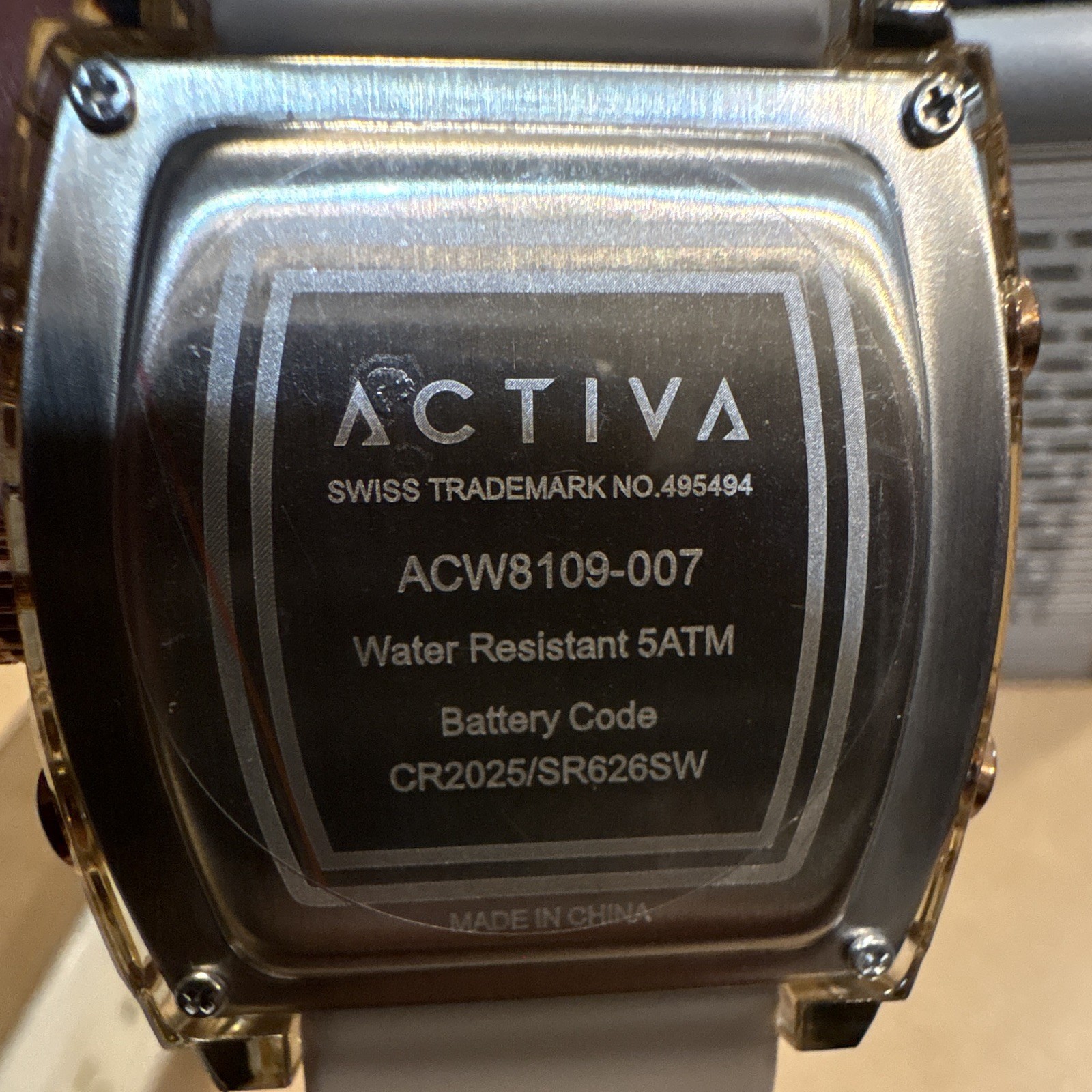 Activa Quartz Analog-Digital 50m Gray Silicone Strap Black/Gold Dial Boxed