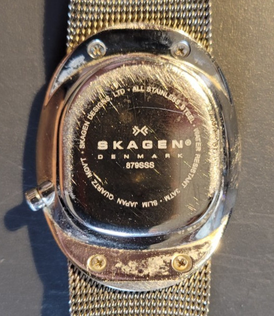 Vintage Skagen Women’s Watch Silver Stainless Steel 879SSS Oval Face MOP Subdial