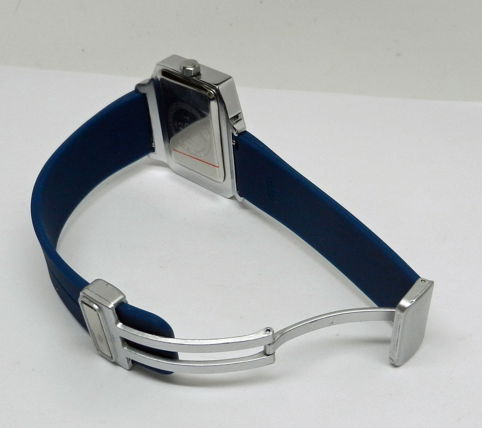 Men’s Remaster02 40mm Rectangular Blue Dial Brushed Finish Faceted Crystal Watch