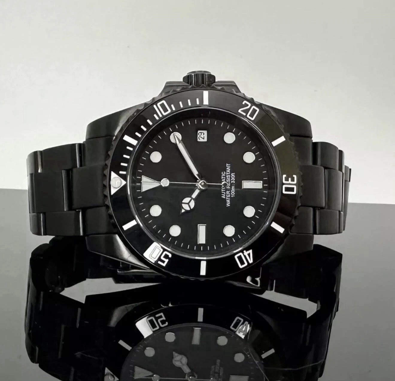 Custom 40mm Stealth Black Sub Style Dive Mod Watch w/ NH35 Automatic