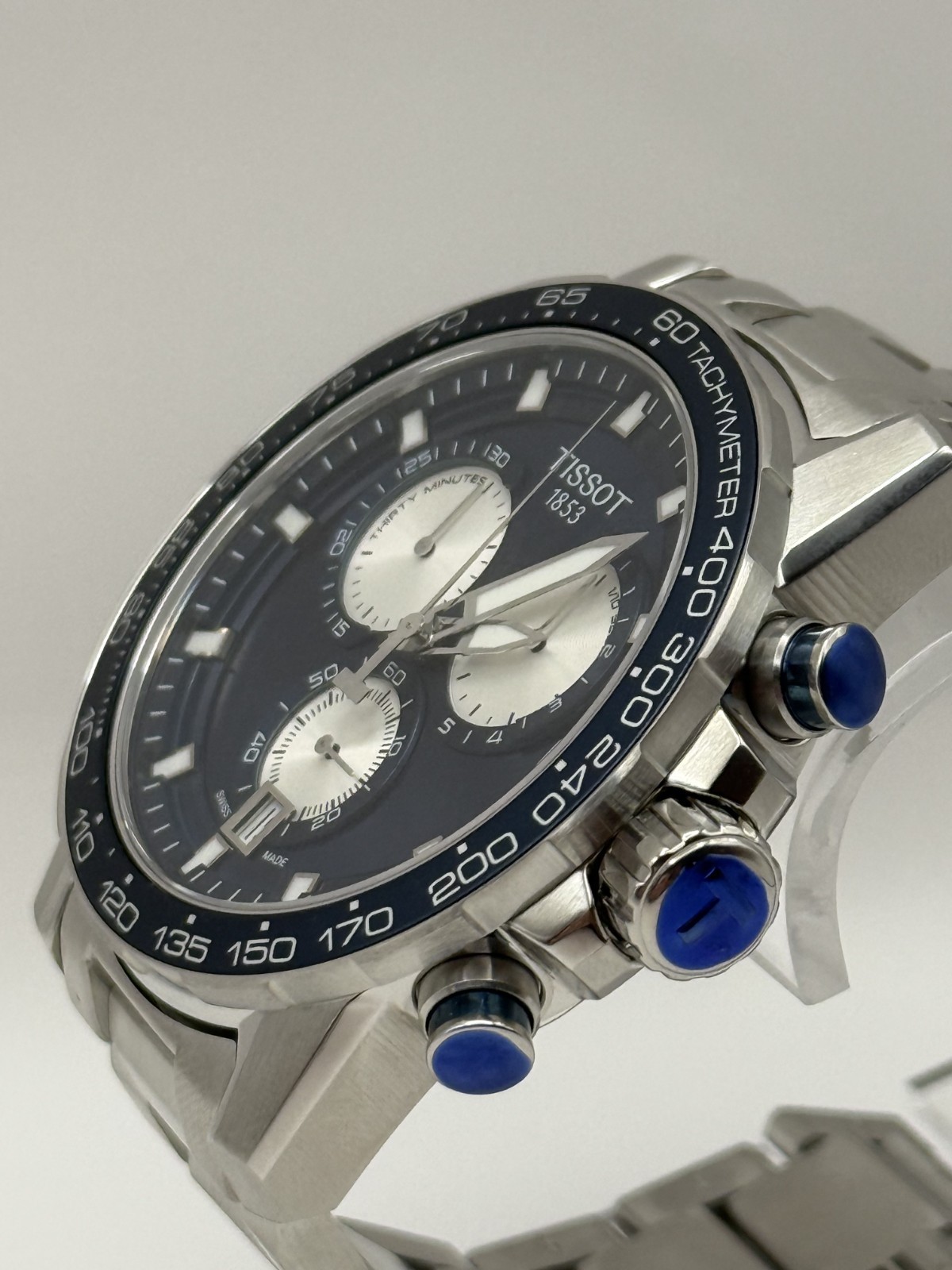Tissot Supersport Chrono Blue Dial Silver Steel Strap 45mm. -T125.617.11.041.00