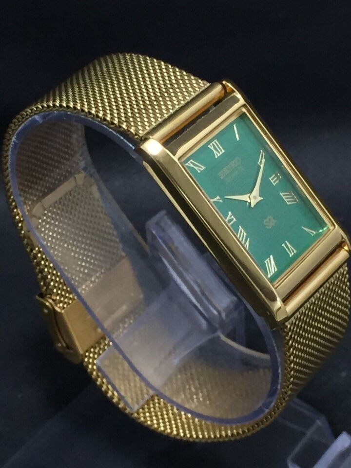 Vintage Seiko Slim Quartz Japan Made Green Dial Gold Plated Men’s Wrist Watch