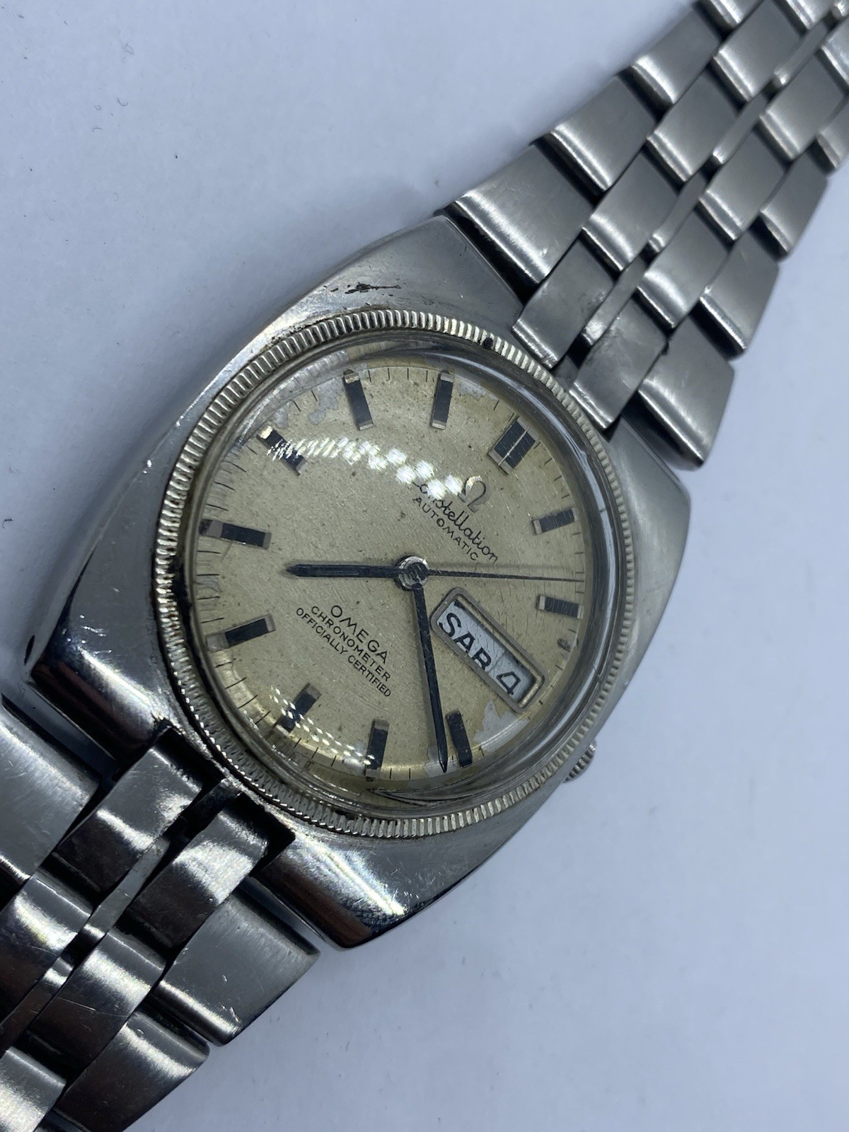 Omega Constellation 168.045 Cal 751 Automatic Men Watch For Repair Gold Bezel