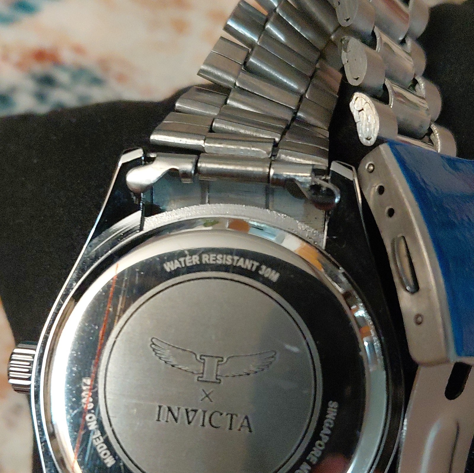 Invicta Quartz Analog Watch, Black Dial, Silver SS Bracelet, WR 30M