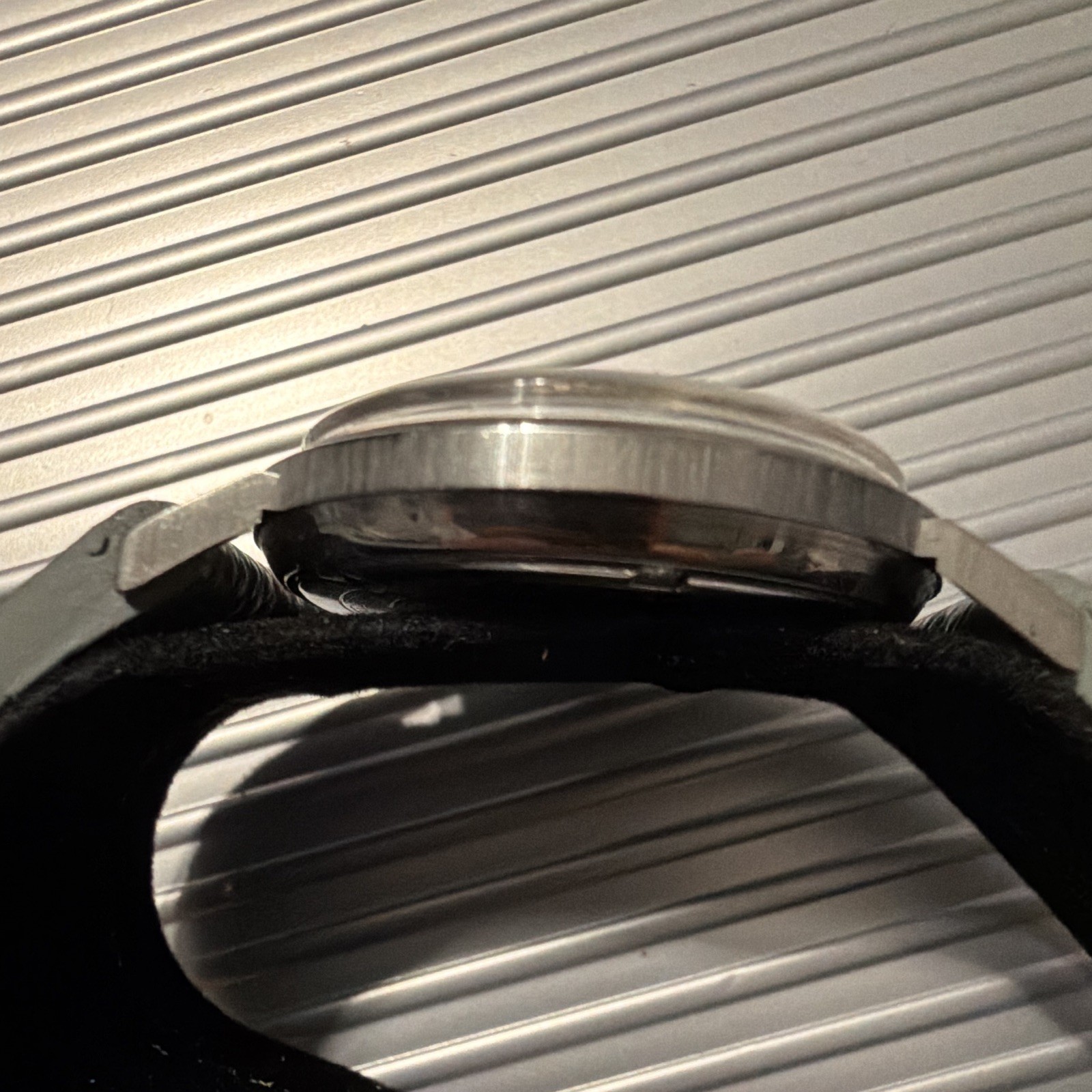 Bulova Vintage 1963 23 Jewel Manual Wind Watch Gray Dial Black Leather 32-36mm