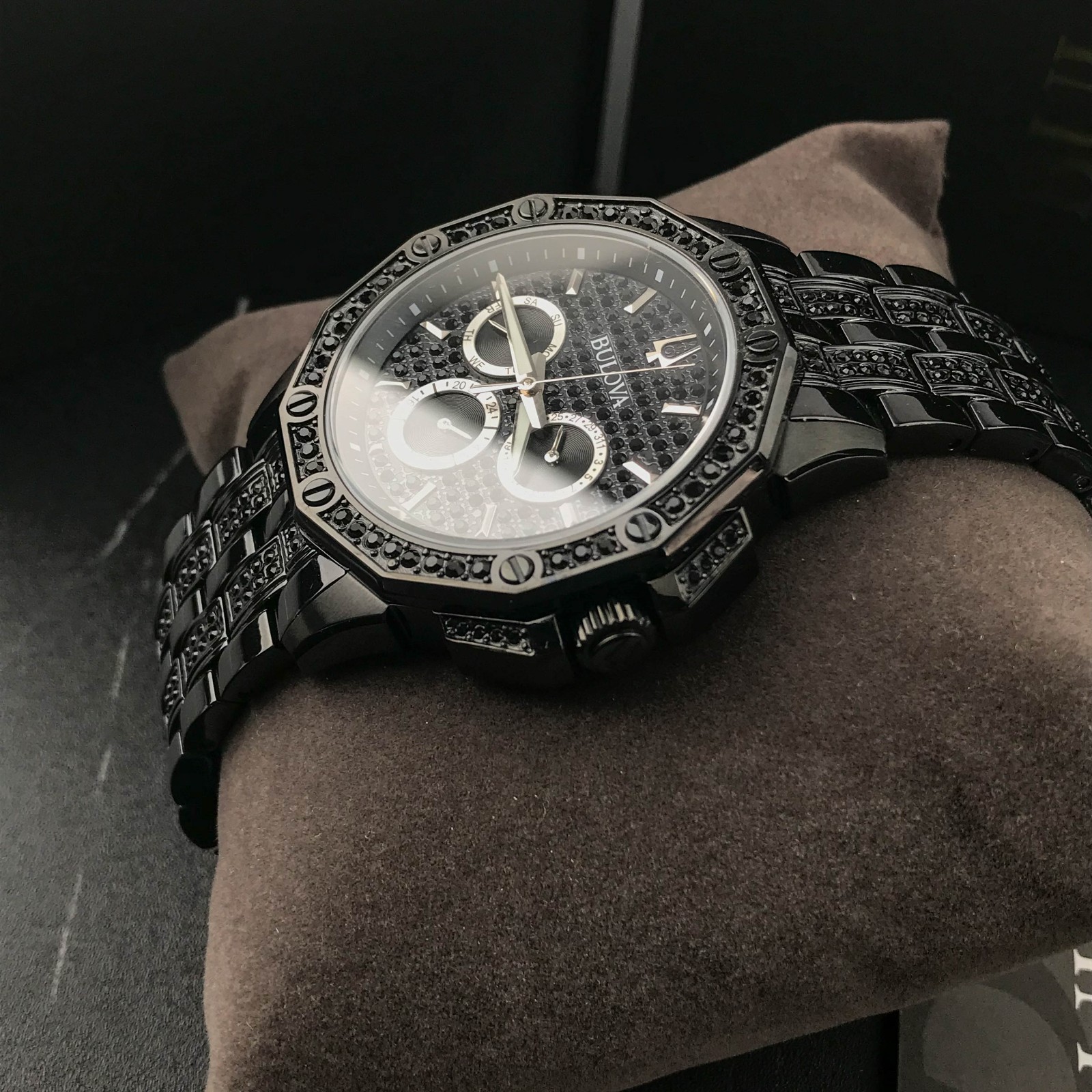 Bulova Crystal Octava Chronograph Black Pave Crystal Men’s Watch 41.5mm