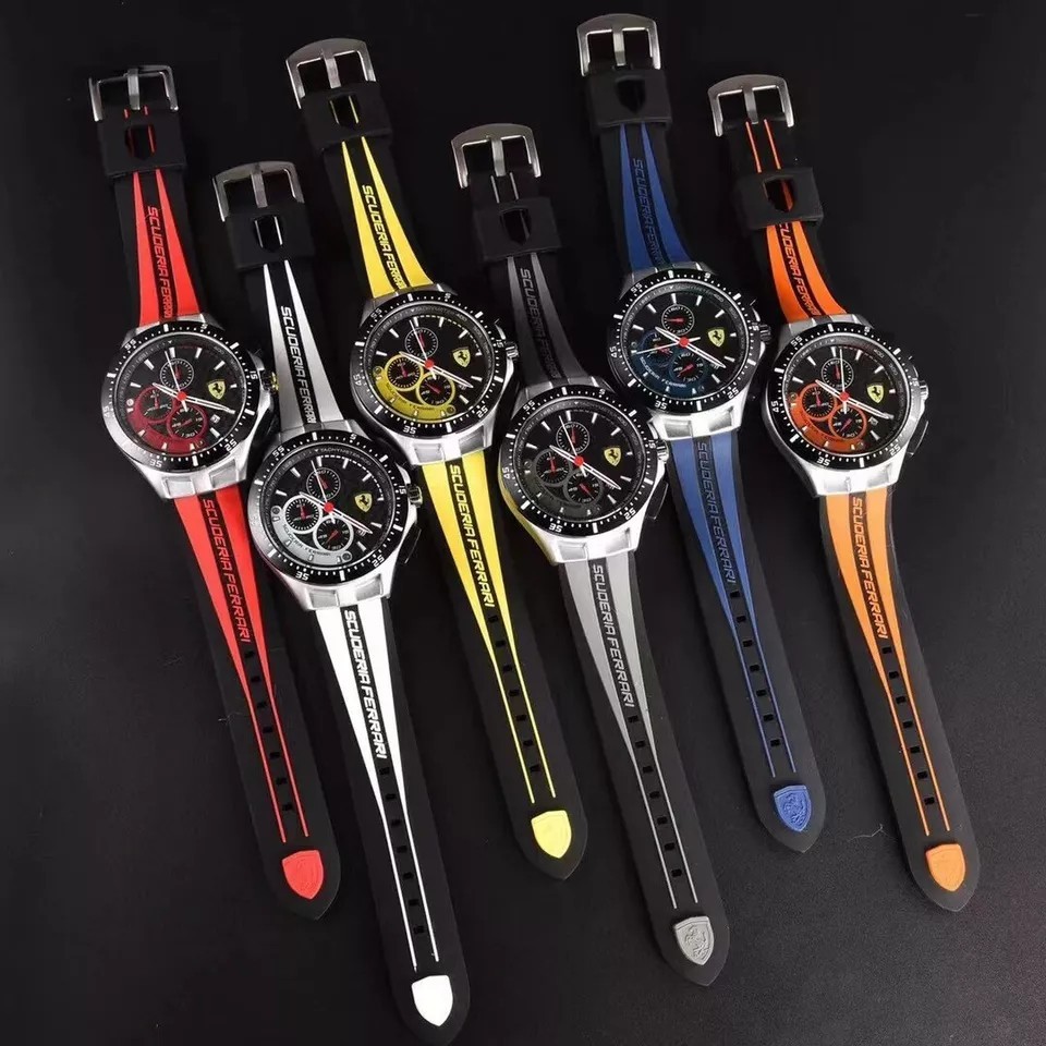 NEW Men’s formula 1 Scuderia Ferrari 42mm Luxury Chronograph Red Silicone Watch.