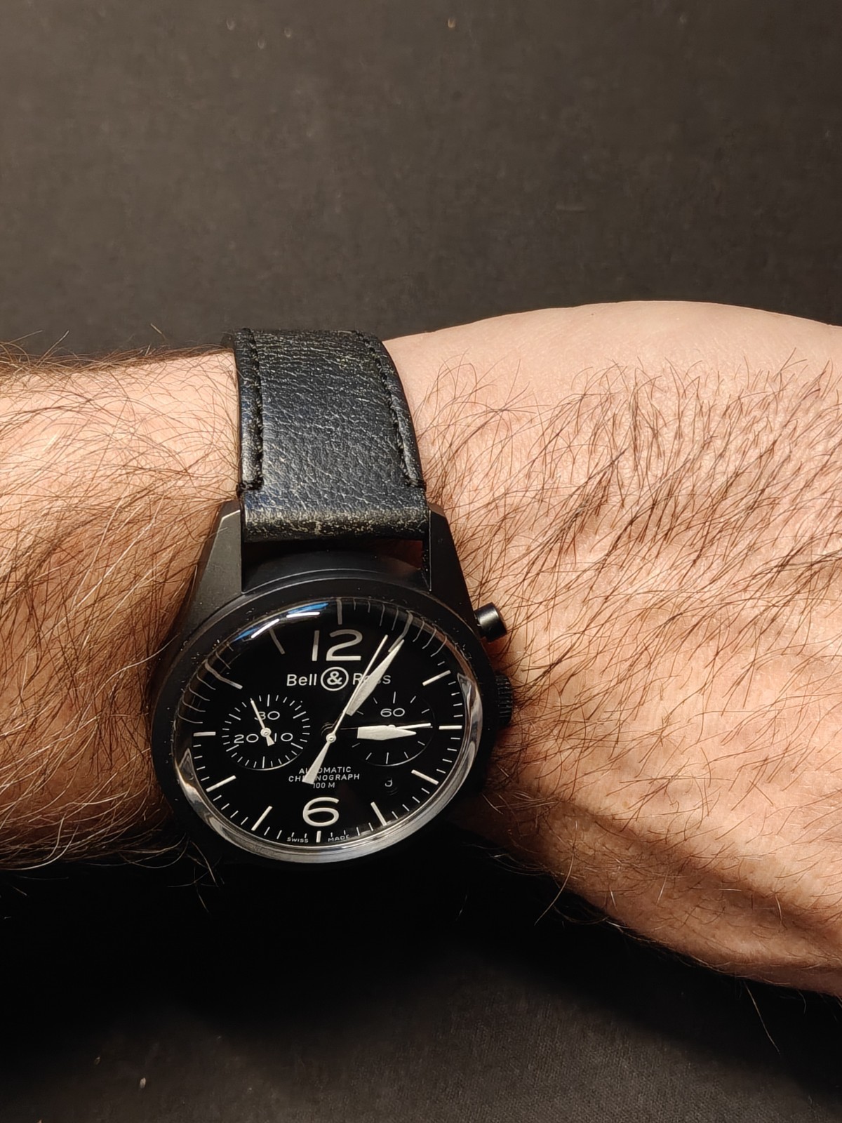 Bell and Ross br-126-94-sc Black Chronograph Tudor Black Bay Strap Swiss