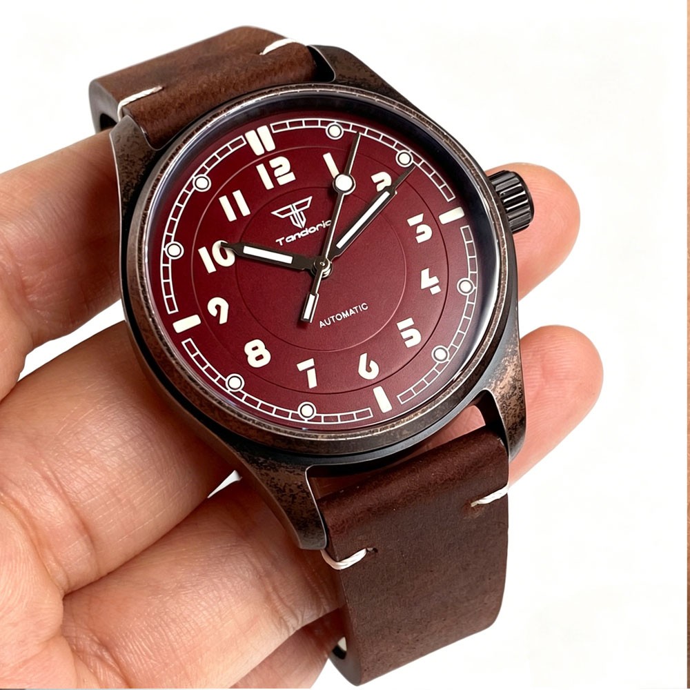 PVD Bronze Case TANDORIO 39mm Military Field Dive NH35 2824 Automatic Watch Men