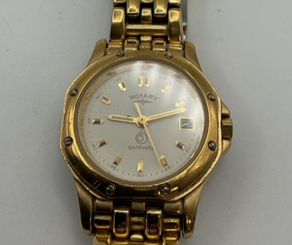 Rotary Sapphire Gold-Plated Stainless Steel Ladies Wrist Watch Vintage