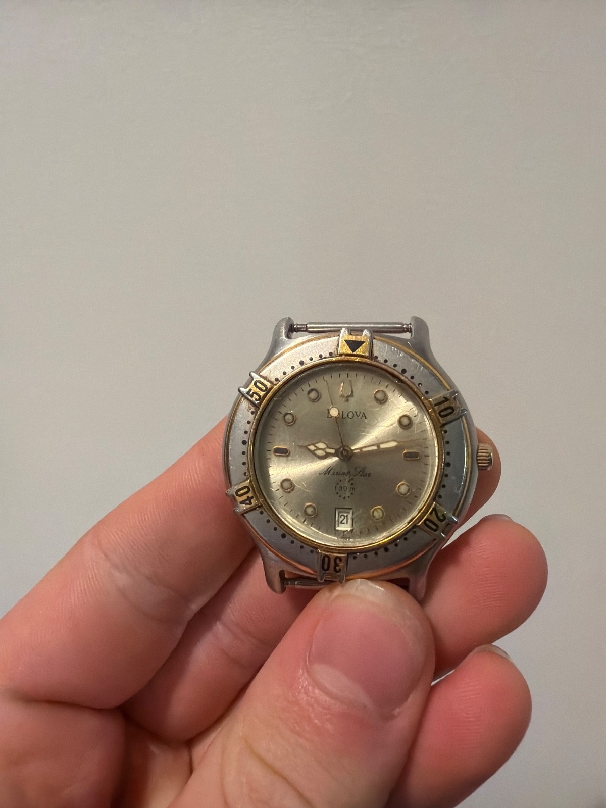 vintage bulova marine star gold and silver color watch