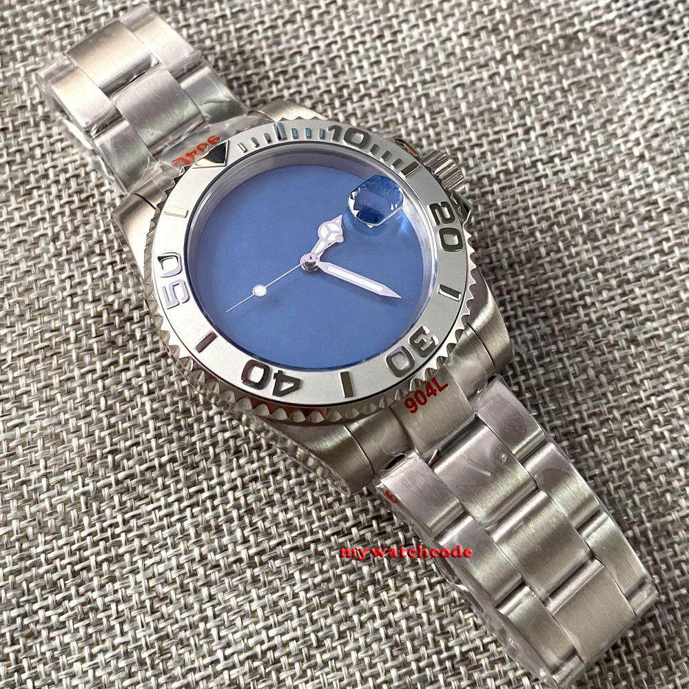 40mm Bliger Blank Black White Blue dial NH35 Automatic Mens Watch Sapphire glass